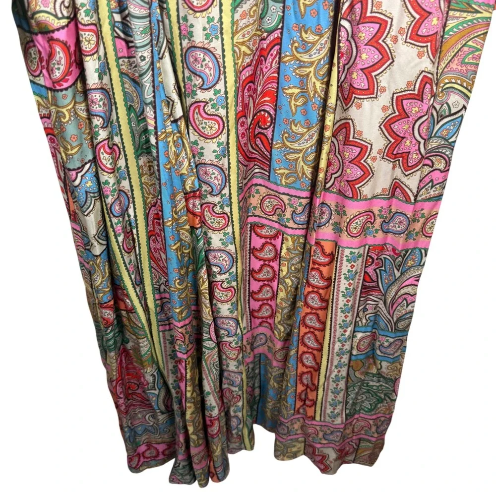 Boden Blouson Maxi Tea Dress Women 14 Pink Paisley Silk Blend‎ Flowy Cottagecore